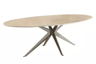 Oválný jídelní stůl SCULPTURE 220 CM travertin keramika