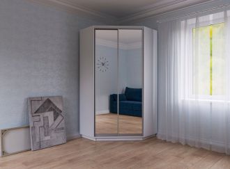 Šatní skříň rohová CORA 110 bílá/zrcadlo Šatní skříň rohová CORA 110 bílá/zrcadlo