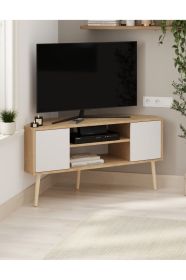 KIBRIS rohový TV stolek, bílá/dub safírový KIBRIS rohový TV stolek, bílá/dub safírový