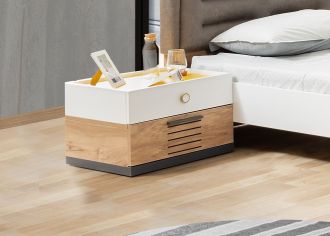 RELAX noční stolek se zásuvkama, bílá/antracit/žlutá/hnědá RELAX noční stolek se zásuvkama, bílá/antracit/žlutá/hnědá