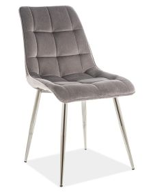 Jídelní čalouněná židle SIK CHROM VELVET šedá/chróm Jídelní čalouněná židle SIK CHROM VELVET šedá/chróm