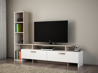 Şimal TV stolek s regálem, bílá / dub Cordoba Şimal TV stolek s regálem, bílá / dub Cordoba