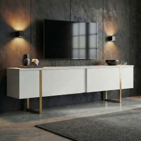 ONERA TV stolek na nožičkách, bílá/zlatá ONERA TV stolek na nožičkách, bílá/zlatá