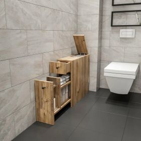 Úzká koupelnová skříňka KALDER dub Úzká koupelnová skříňka KALDER dub