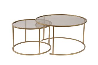 Aurum 80/60 sada kulatých konferenčních stolků, zlatá / bronz Aurum 80/60 sada kulatých konferenčních stolků, zlatá / bronz