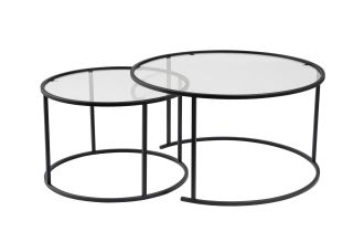 Aurum 80/60 sada kulatých konferenčních stolků, černá / transparent Aurum 80/60 sada kulatých konferenčních stolků, černá / transparent