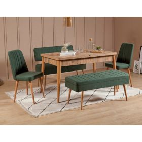 Vina 1070 jídelní set s rozkládacím stolem, borovice Atlantic / zelená Vina 1070 jídelní set s rozkládacím stolem, borovice Atlantic / zelená