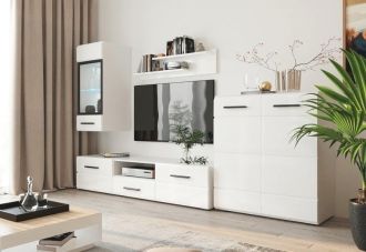 Obývací sestava s LED ASTROS barva bílá/bílý lesk Obývací sestava s LED ASTROS barva bílá/bílý lesk