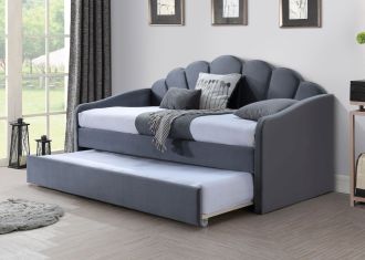 BELLA rozkládací čalouněná postel, Bluvel 14světle šedá BELLA rozkládací čalouněná postel, Bluvel 14světle šedá