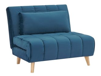 Rozkládací pohovka MILY VELVET modrá/buk Rozkládací pohovka MILY VELVET modrá/buk