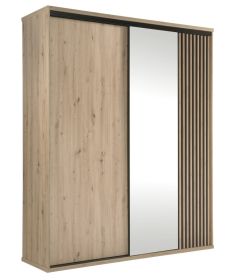 Šatní skříň s posuv. dveřmi BARBUS dub artisan/černá Šatní skříň s posuv. dveřmi BARBUS dub artisan/černá