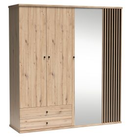 Šatní skříň se zrcadlem 200, barva dub artisan/černá Šatní skříň se zrcadlem 200, barva dub artisan/černá