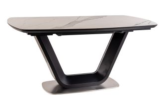 Jídelní stůl rozkládací 160x90 ARMANI ceramic bílý mramor/černý mat Jídelní stůl rozkládací 160x90 ARMANI ceramic bílý mramor/černý mat