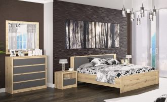 Sestava do ložnice DOMINIKA dub artisan/šedý (postel 160, 2x NS, komoda 4S) Sestava do ložnice DOMINIKA dub artisan/šedý (postel 160, 2x NS, komoda 4S)
