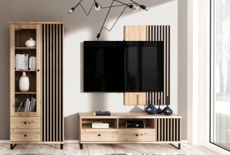 Obývací sestava na nohách BARBUS dub artisan/černá Obývací sestava na nohách BARBUS dub artisan/černá