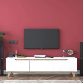 Televizní stolek na nožkách KELSO bílá/nožky ořech Televizní stolek na nožkách KELSO bílá/nožky ořech
