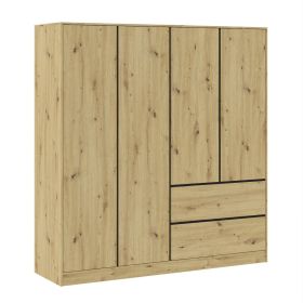 Šatní skříň 4D2S BURELA dub artisan/antracit Šatní skříň 4D2S BURELA dub artisan/antracit