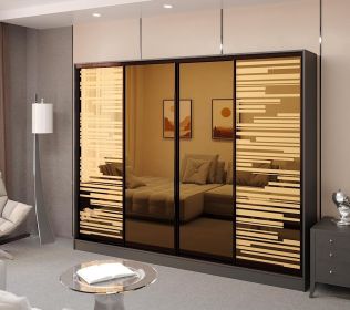 Šatní skříň s posuv. dveřmi 280 LIENA antracit/zrcadlo bronz Šatní skříň s posuv. dveřmi 280 LIENA antracit/zrcadlo bronz