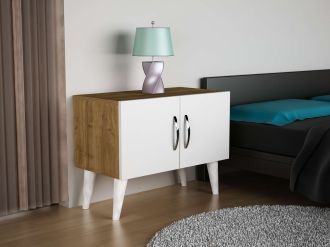 NARITA noční stolek, bílá/ořech NARITA noční stolek, bílá/ořech