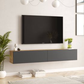 NATSI závěsný TV stolek, barva borovice + antracit NATSI závěsný TV stolek, barva borovice + antracit