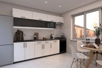 Kuchyně HOBART 280 bílá lesk/antracit lesk Kuchyně HOBART 280 bílá lesk/antracit lesk