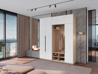LINE ELEGANT D vysoká předsíňová stěna, nymphaea alba / dub Raya LINE ELEGANT D vysoká předsíňová stěna, nymphaea alba / dub Raya