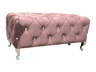 Taburet BESTI VELVET starorůžová/stříbrná Taburet BESTI VELVET starorůžová/stříbrná