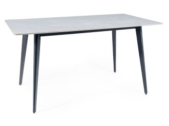 Jídelní stůl 140x80 EVI šedá mramor/černá mat Jídelní stůl 140x80 EVI šedá mramor/černá mat