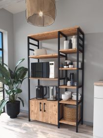 Kuchyňský regál 2D RONSE borovice/černá Kuchyňský regál 2D RONSE borovice/černá