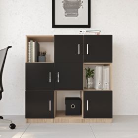 ZYRIE office skříňka, dub/černá ZYRIE office skříňka, dub/černá