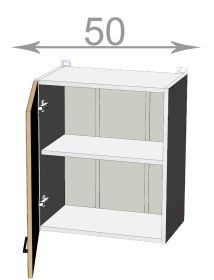 horní vysoká skříňka nad digestoř š.50, v.57, Kaiser W5057, bílá/krémová lesk