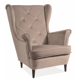 Čalouněné křeslo LADY velvet béžová/wenge Čalouněné křeslo LADY velvet béžová/wenge
