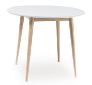 Jídelní stůl kulatý LARSON 90x90 cm bílá/dub bělený Jídelní stůl kulatý LARSON 90x90 cm bílá/dub bělený