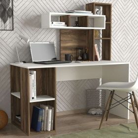 ZAKIMI designový psací stůl, bílá/ořech ZAKIMI designový psací stůl, bílá/ořech