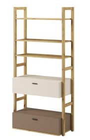 Regál se 2 zásuvkami 85 LIMERA barva dub artisan/béžová/lanýž Regál se 2 zásuvkami 85 LIMERA barva dub artisan/béžová/lanýž