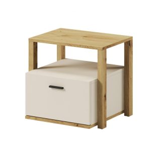 Noční stolek se zásuvkou LIMERA barva dub artisan/béžová Noční stolek se zásuvkou LIMERA barva dub artisan/béžová