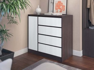 DRESSER 11 šuplíková komoda, bílá / wenge DRESSER 11 šuplíková komoda, bílá / wenge