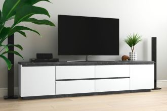 AZILA televizní stolek, bílá/tmavý beton AZILA televizní stolek, bílá/tmavý beton