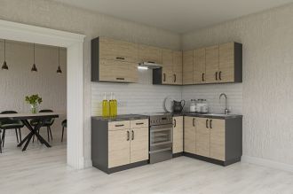 Rohová kuchyňská linka 230x170 HORLY 3 dub přímořský/grafit Rohová kuchyňská linka 230x170 HORLY 3 dub přímořský/grafit