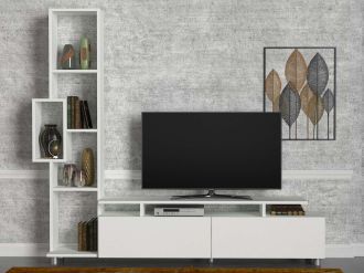 BLACKIE vysoký TV stolek, bílá BLACKIE vysoký TV stolek, bílá
