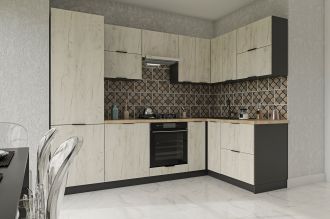 Rohová kuchyňská linka 280x160 GARF R1P bílý craft/grafit Rohová kuchyňská linka 280x160 GARF R1P bílý craft/grafit