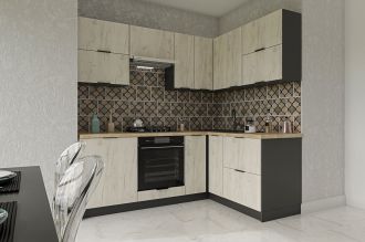 Rohová kuchyňská linka 220x160 KARAF R1 bílý craft/grafit Rohová kuchyňská linka 220x160 KARAF R1 bílý craft/grafit