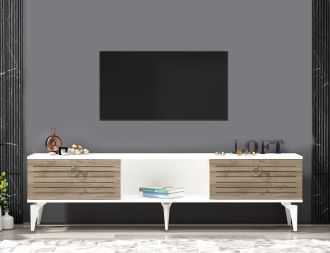 LARING TV stolek na nožičkách, bílá / ořech LARING TV stolek na nožičkách, bílá / ořech