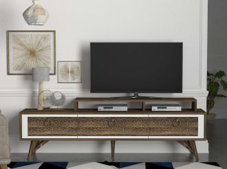VAZANTE TV stolek na nožičkách, bílá/ořech VAZANTE TV stolek na nožičkách, bílá/ořech