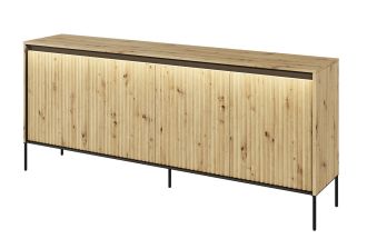 Komoda 4D nizká s LED IPOLIS dub artisan/černá Komoda 4D nizká s LED IPOLIS dub artisan/černá