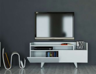 DUFERIN úzký TV stolek, bílá DUFERIN úzký TV stolek, bílá