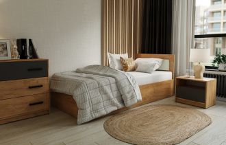 Postel s roštem 90x200 cm BOXBY, dub artisan/satin Postel s roštem 90x200 cm BOXBY, dub artisan/satin