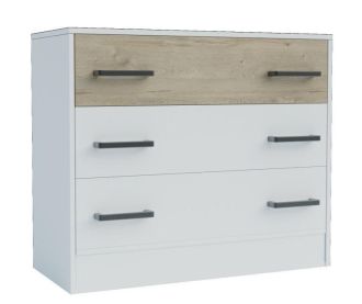 Komoda se 3 zásuvkami BOXBY, barva bílá mat/dub coastland satin Komoda se 3 zásuvkami BOXBY, barva bílá mat/dub coastland satin