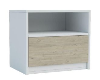 Noční stolek se zásuvkou BOXBY, barva bílá mat/dub coastland satin Noční stolek se zásuvkou BOXBY, barva bílá mat/dub coastland satin