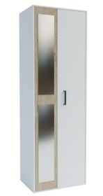 Šatní skříň 2D se zrcadlem BOXBY, barva bílá mat/dub coastland satin Šatní skříň 2D se zrcadlem BOXBY, barva bílá mat/dub coastland satin